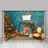 Lofaris Blue Abstract Wall Gifts Tree Christmas Backdrop